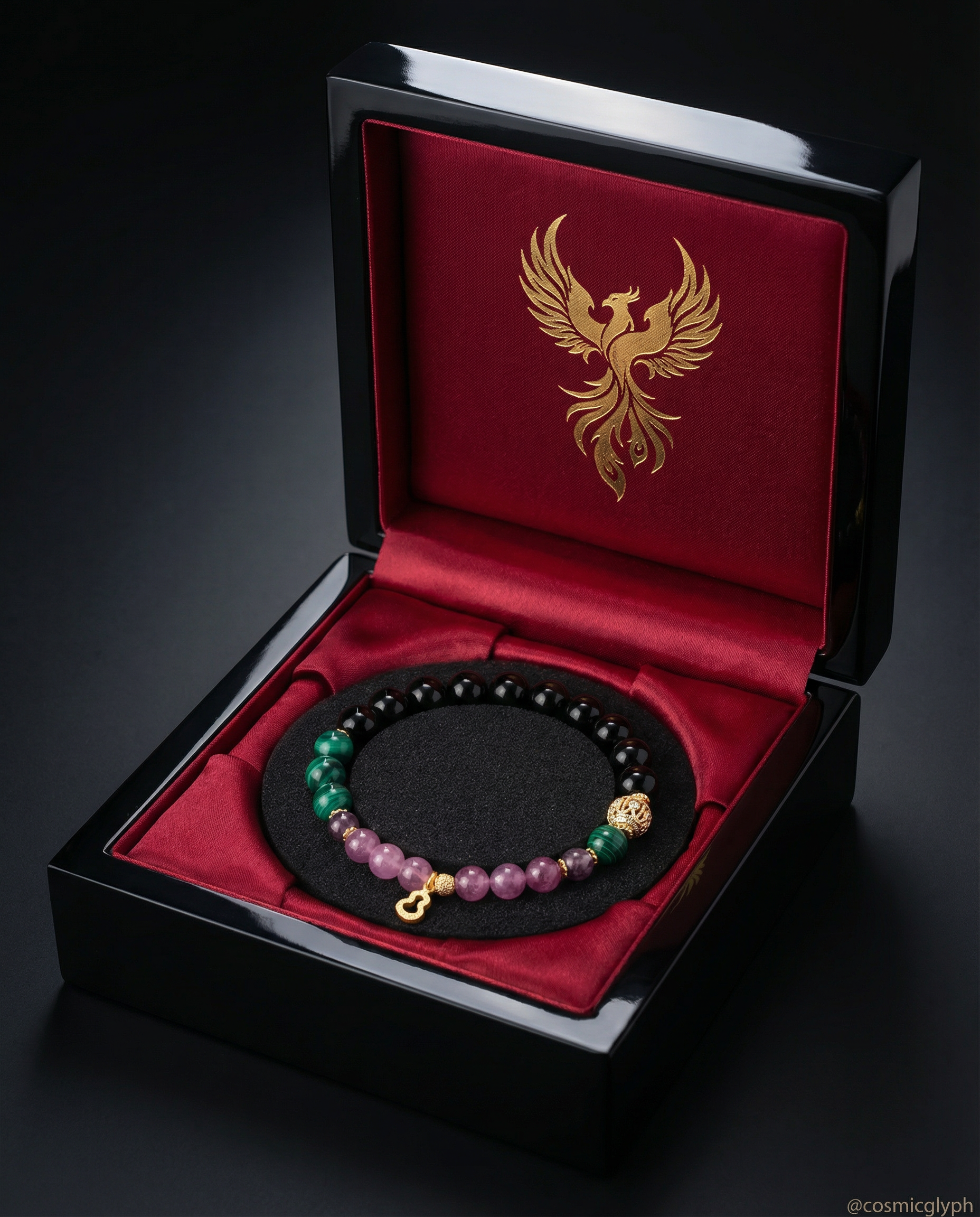 Scorpio Bracelet - The Shadow Alchemist | Black Obsidian, Malachite, Rubellite